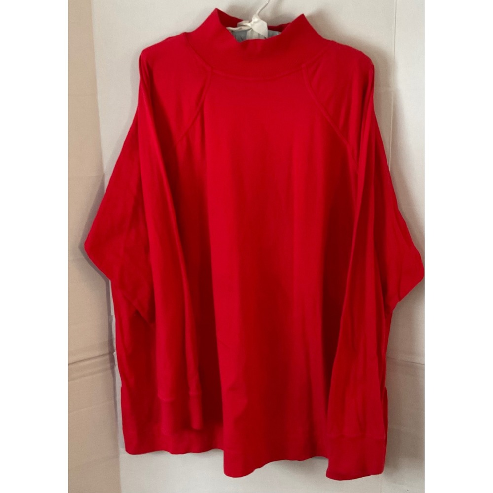 Gene Ewing for Bis Woman Red Mock Neck Cotton Pullover Top Vintage Size 3